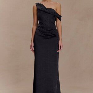 Meshki - Dalia Off Shoulder Satin Maxi Dress - Black